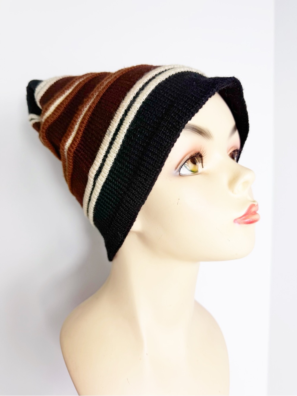 Vintage wigwam ski winter protest Black and brown unisex wool Knit Hat